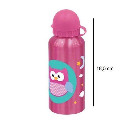 Imagem de Squeeze Feminina Bichinhos Inox 400ml Infantil - Coruja Rosa