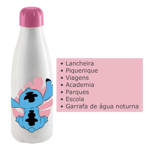 Imagem de Squeeze Garrafinha de Água Stitch Plástico Livre de BPA 600ml Academia Lancheira escolar