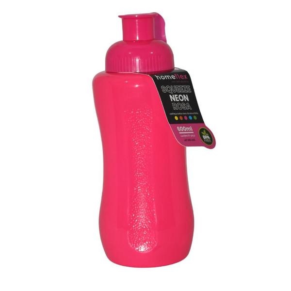 Imagem de Squeeze neon rosa 600ml kit 3/6/12 und homeflex