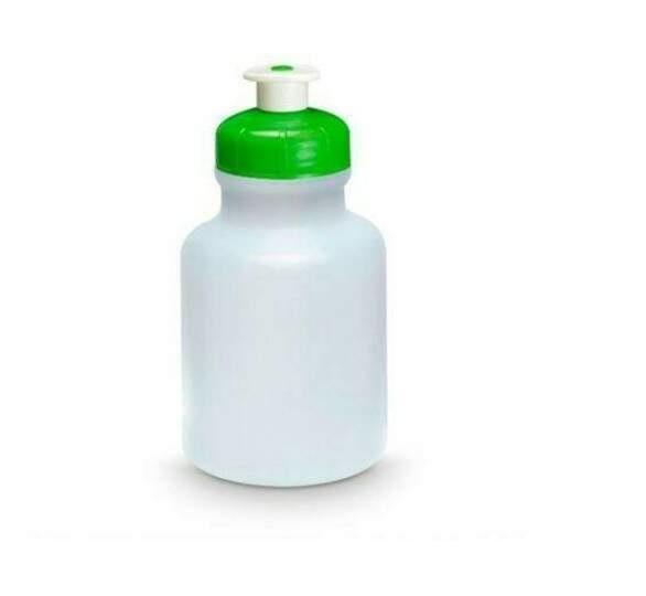 Imagem de Squeeze Plástico Branco Com Tampa Verde - 300Ml- Kit 100Un