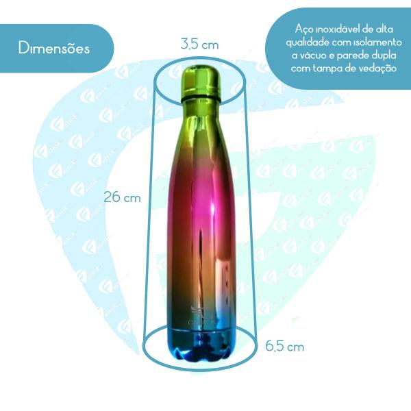 Imagem de Squeeze Térmico Arco-Íris Água 500ml Aço Inox Verde Academia