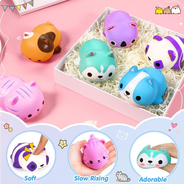 Imagem de Squishy Cat Stress Balls FLY2SKY Slow Rising 6 unidades para crianças