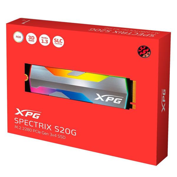 Imagem de SSD 1 TB XPG Spectrix S20G, M.2 2280, PCIe Gen3x4, Leitura: 2500 MB/s e Gravação: 1800 MB/s, 3D NAND - ASPECTRIXS20G-1T-C