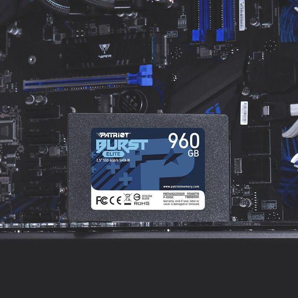 Imagem de SSD 960 GB Patriot Burst Elite, 2.5", SATA III, Leitura: 450MB/s e Gravação: 320MB/s