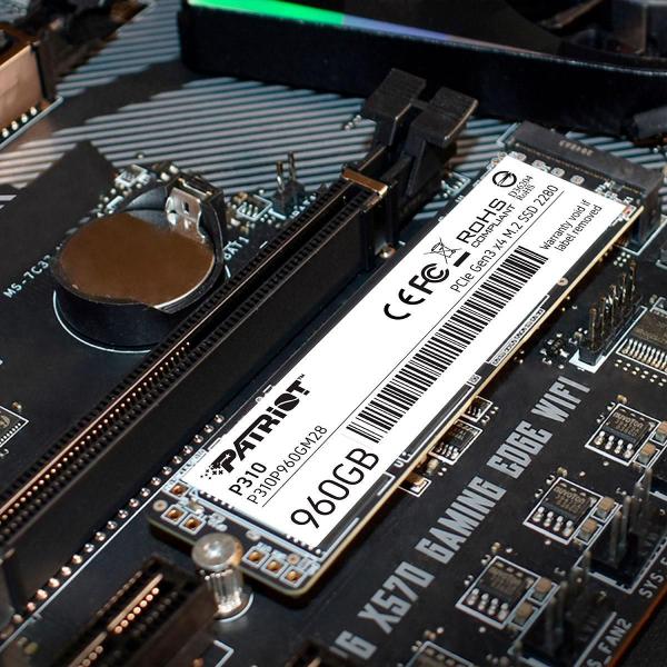 Imagem de Ssd 960Gb Patriot P310, M.2 2280 Pcie 3X4 Nvme 1.3, Leitura