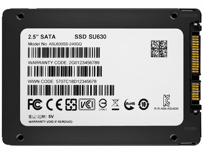 Imagem de SSD Adata 480GB SATA III 2.5” - Leitura 520MB/s e Gravação 450MB/s SU630