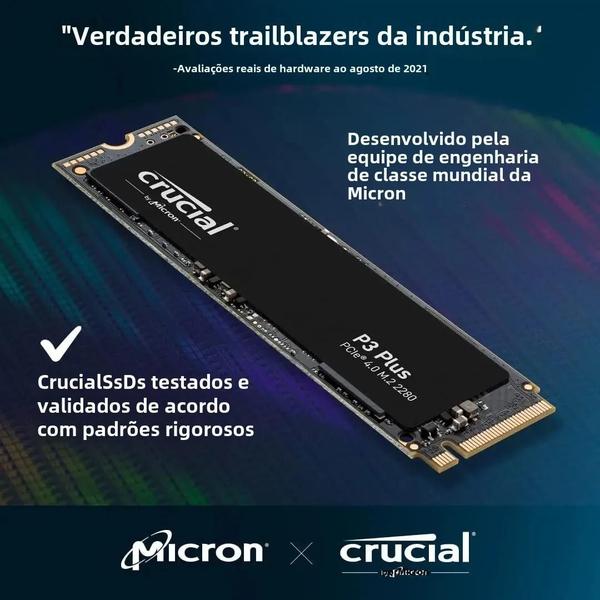 Imagem de SSD Crucial P3 Plus M.2 NVMe PCIe Gen4x4 - 500GB, 1TB ou 2TB