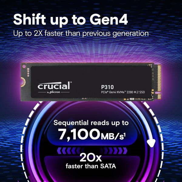 Imagem de SSD Crucial P310 500 GB 2280 PCIe Gen4 3D NAND NVMe M.2