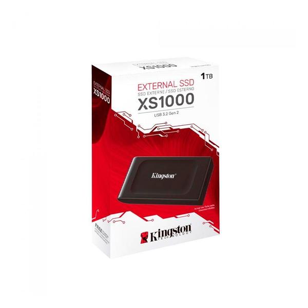 Imagem de SSD Externo Kingston XS1000, 1 TB, USB 3.2 Gen 2x2, Portátil, Leitura 1050 MB/s, Gravação 1050 MB/s, Preto  SXS1000/1000G