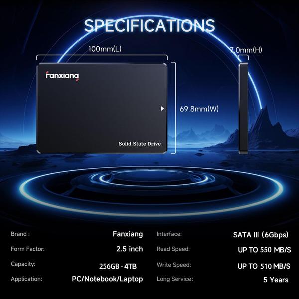 Imagem de SSD Fanxiang 2TB SATA 2.5" SATA III 6 Gb/s interno S101Q