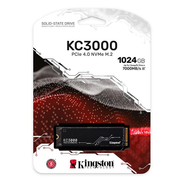 Imagem de SSD Gamer Kingston KC3000, 1TB, M.2 2280, PCIe 4.0 NVMe, 7000MB/s - 6000MB/s - SKC3000S/1024G