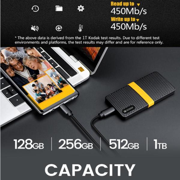 Imagem de Ssd Hd Externo 256 GB KODAK Portátil Usb 3.1 Usb-c