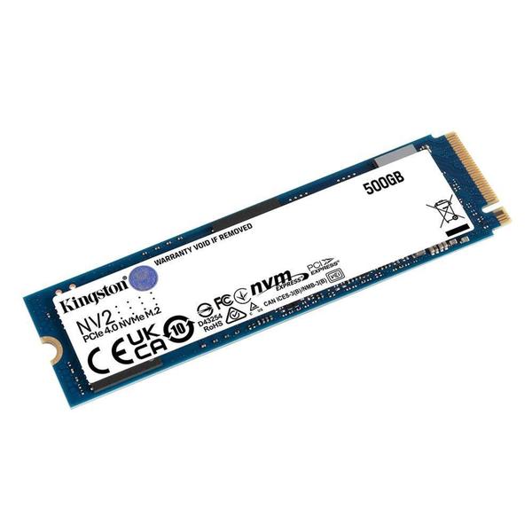 Imagem de SSD Kingston 500GB NV2, M.2 2280 PCIe, NVMe, Leitura 3500 MB/s e Gravação 2100 MB/s