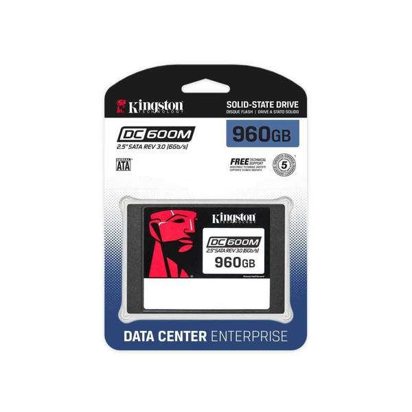 Imagem de SSD Kingston DC600M Mixed-Use, 960 GB, SATA III, 2.5", Leitura: 560 MB/s, Gravação: 530 MB/s, para Servidor, Preto - SEDC600M/960G