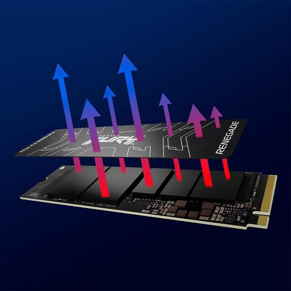 Imagem de SSD Kingston Fury Renegade, 500GB, M.2 2280, PCIe 4.0 x4, NVMe, Leitura: 7300 MB/s, Gravação: 3900 MB/s, Compatível com PS5 - SFYRS/500G