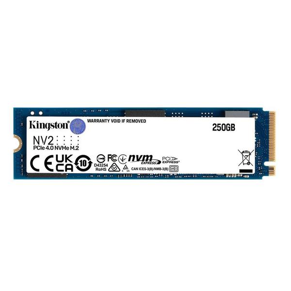 Imagem de SSD Kingston NV2 250 GB, M.2 2280 PCIe, NVMe, Leitura: 3000 MB/s e Gravação: 1300 MB/s - SNV2S/250G