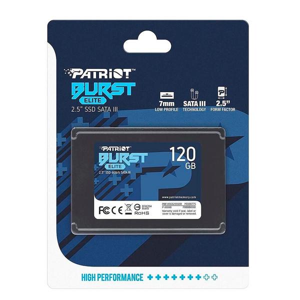 Imagem de SSD Patriot Burst Elite, 120GB, Sata III, Leitura 450MB/s e Gravação 320MB/s, PBE120GS25SSDR