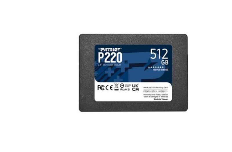 Imagem de Ssd Patriot P220 De 512gb Sata III Leitura Até 550mb/s Gravação Até 500mb/s-P220S512G25