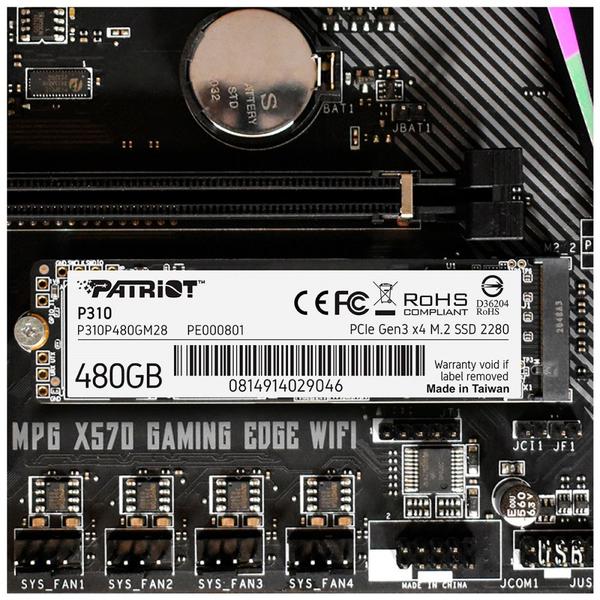 Imagem de SSD Patriot P310 480GB M.2 2280 NVMe 1700Mb/s - P310P480GM28