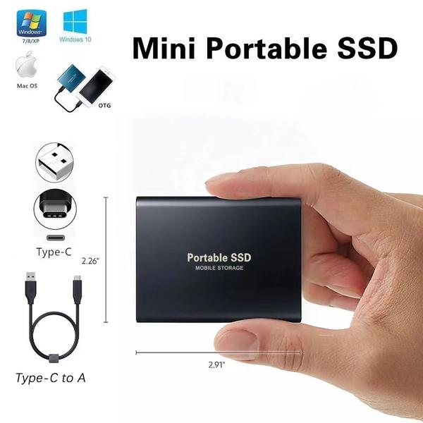 Imagem de SSD portátil de 10 TB Unidade de estado sólido externo Tipo-C/USB Mobile External SSD para PC/Notebook, Mac, PS4 & Xbox (10TB,Gold)