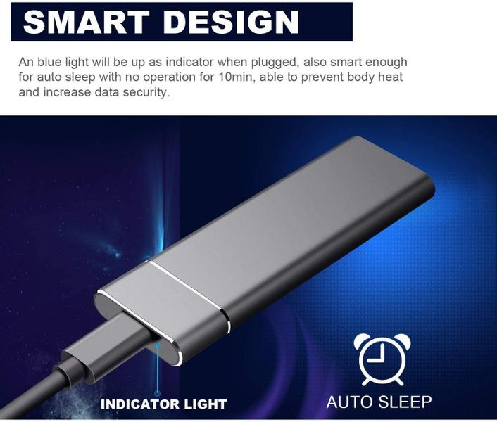 Imagem de SSD portátil de 25 TB Unidade de Estado sólido externo Tipo-C/USB Mobile SSD externo para PC/Notebook, Mac, PS4 & Xbox (25TB,Gold)