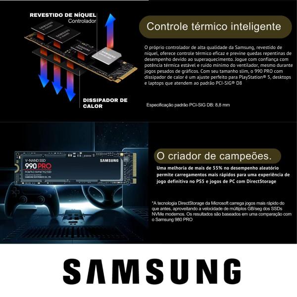 Imagem de Ssd Samsung 990 Pro 1tb Nvme M.2 2280 Mz-v9p1t0b/am