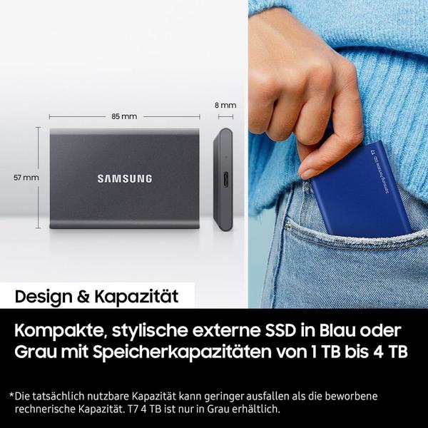 Imagem de SSD Samsung T7 portátil de 1 TB USB 3.2 Gen.2 de titânio externo