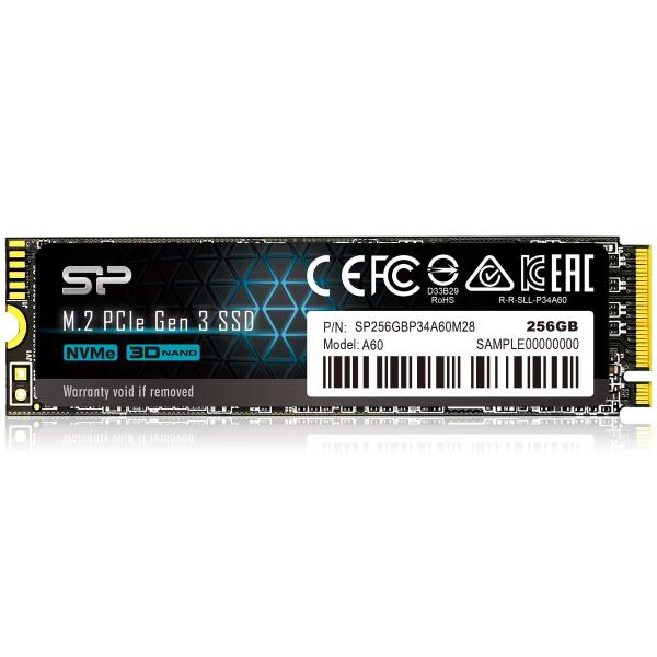 Imagem de SSD Silicon Power P34A60 256 GB NVMe M.2 PCIe Gen3x4 2280