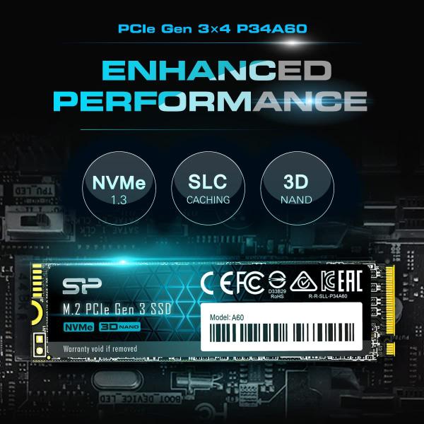 Imagem de SSD Silicon Power P34A60 512 GB NVMe M.2 PCIe Gen3x4 2280