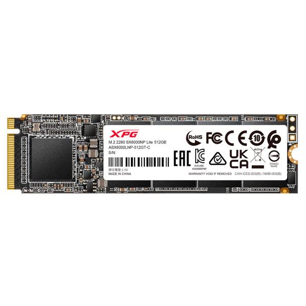 Imagem de SSD XPG SX6000 Lite, 512GB, M.2 2280, PCIe Gen3x4, Leitura/Grav. 1800/1200MB/s - ASX6000LNP-512GT-C