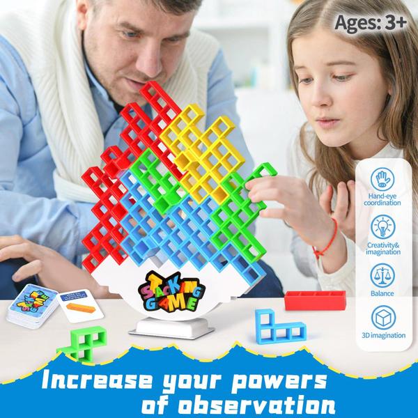 Stack Attack Game BBNote 64 unidades para adultos e crianças com Tetra Boa Imagem de Stack Attack Game BBNote 64 unidades para adultos e crianças com Tetra Boa