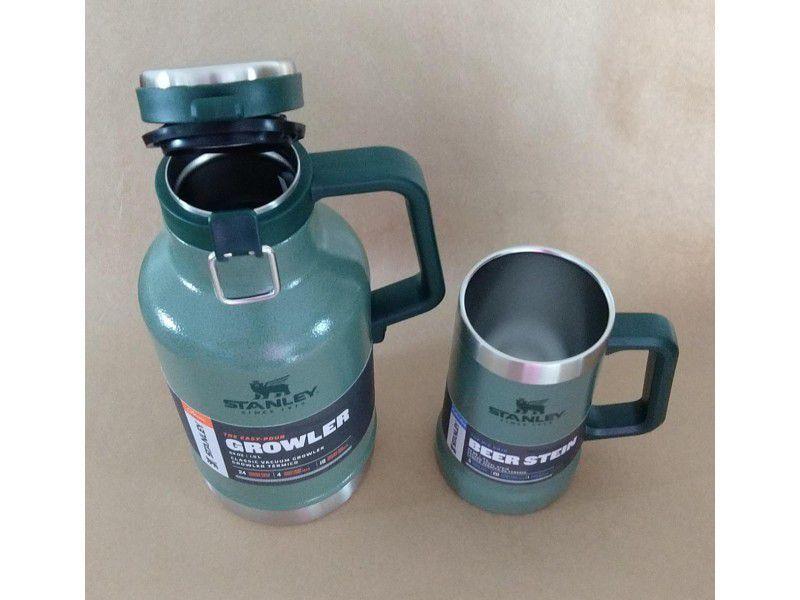 Imagem de Stanley garrafa growler térmico verde + caneca para cerveja térmica