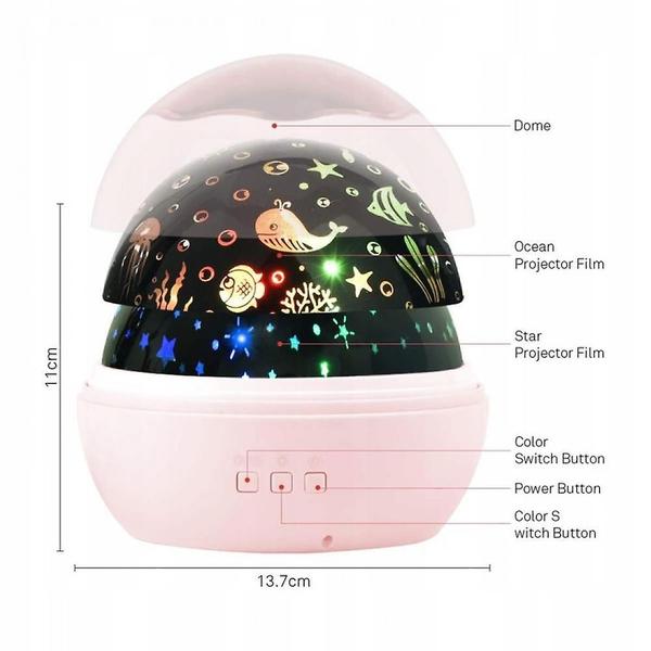 Starry Sky Spotlight, Baby Night Light, 2-in-ocean World Projection Lamp com cabo USB, mudança de 8 cores para quarto infantil e 360 lâmpada de mesa rotativa - HTTN Imagem de Starry Sky Spotlight, Baby Night Light, 2-in-ocean World Projection Lamp com cabo USB, mudança de 8 cores para quarto infantil e 360 lâmpada de mesa rotativa