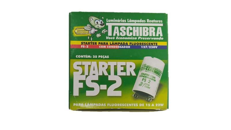 Imagem de Starter Fs-2 C/Capacitor 15-22W 110-220V Taschibra Cx 25 Pcs