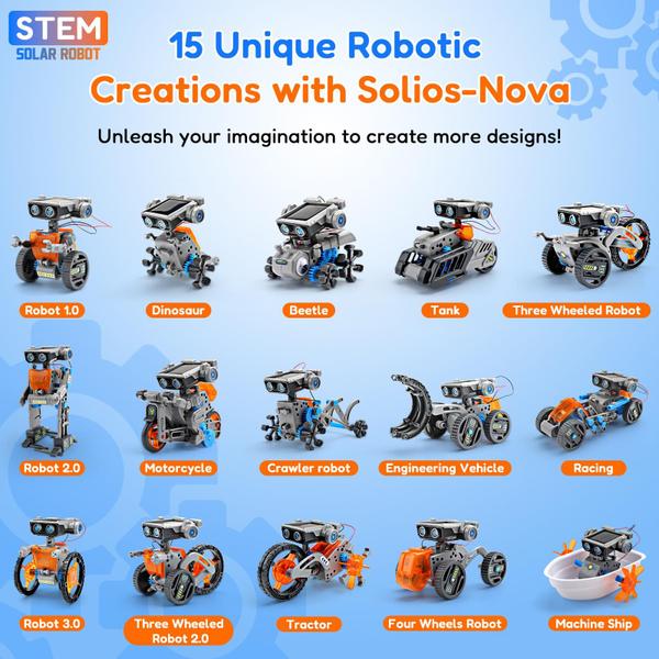 Imagem de STEM Solar Robot Toys AoHu Solios-Nova 15 em 1 para crianças de 8 a 12 anos