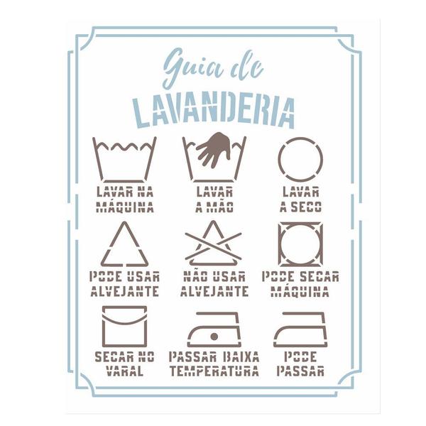 Stencil de Acetato para Pintura OPA Simples 20 x 25 cm 2980 Lavanderia Guia I Imagem de Stencil de Acetato para Pintura OPA Simples 20 x 25 cm 2980 Lavanderia Guia I