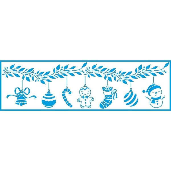 Imagem de Stencil Natal Litoarte 28 X 8 cm - STN-057 Barrado Elementos Natal