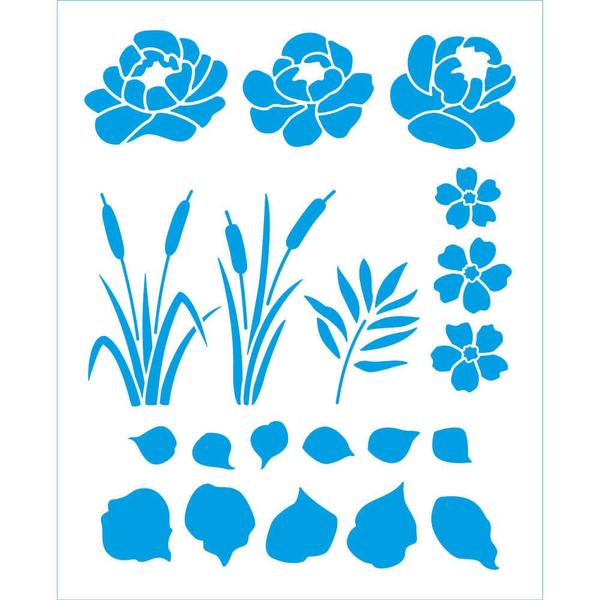 Imagem de Stencil Pintura Flores e Folhas 21,1x17,2 Stm-730 Litoarte