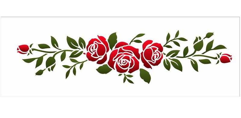 Imagem de Stencil Pintura Flores Rosas Iii 10x30 3463 Opa