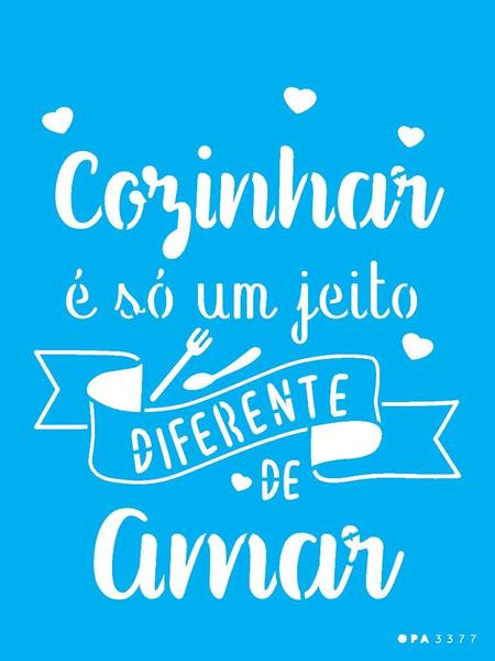 Imagem de Stencil Pintura Frase Cozinhar com Amor 3377 15x20 Opa