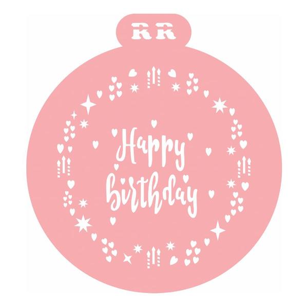 Imagem de Stencil Redondo Happy Birthday - Ref.3046 - 21,5x23,5cm - 1 unidade - RR Cortadores - Rizzo