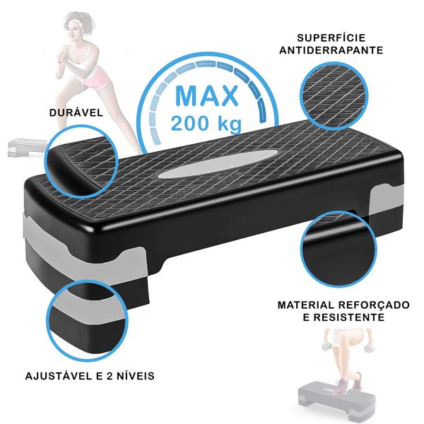 Step Academia Exercícios Funcional Ajustável Treino Fitness Ginastica 2 Niveis Polietileno - Blend Shoop Imagem de Step Academia Exercícios Funcional Ajustável Treino Fitness Ginastica 2 Niveis Polietileno
