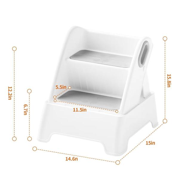 Imagem de Step Stool imvloaek Toddler Adjustable 2 Step Stamols Grey