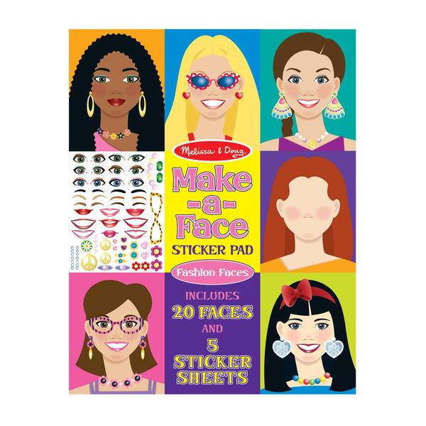 Imagem de Sticker Pad Melissa & Doug Fashion Faces - 20 Faces, 5 Adesivos