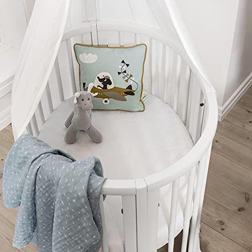 Imagem de Stokke Sleepi Mini Roupa Equipada, Pó Azul - Lençóis Macios para Sonhos Doces - Feito para o Mini Colchão Sleepi Oval - Seguro, Elegante e Lavável - Percal de Algodão 100% Fino