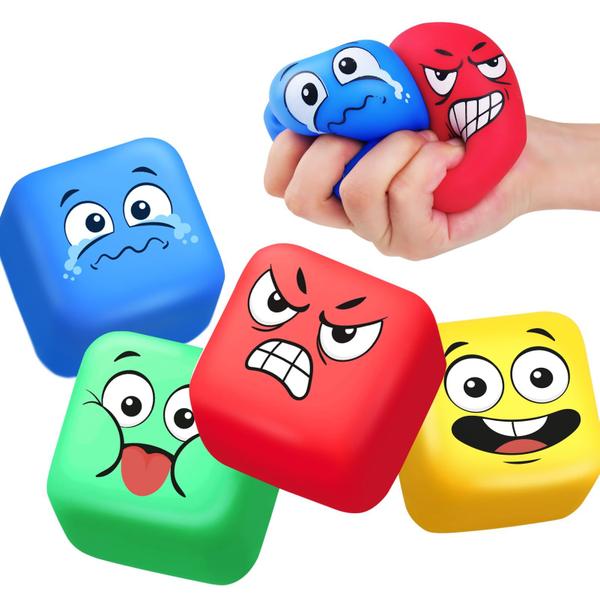 Imagem de Stress Balls KLT, pacote com 4 unidades, Squeeze Stress Cube para crianças e adultos