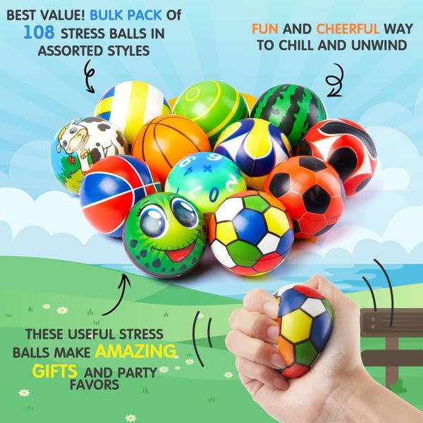 Imagem de Stress Balls Yunsailing 108 unidades de espuma sensorial Fidget Ball de 6 cm