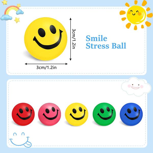 Imagem de Stress Balls Zhanmai 100 peças de espuma facial Smile para crianças/adultos