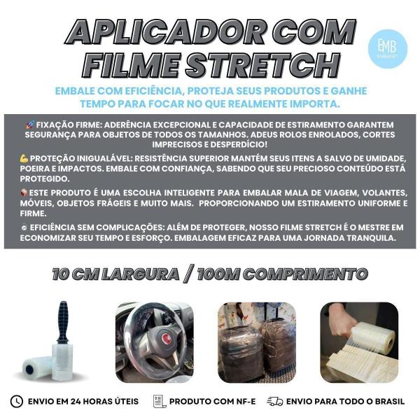 Imagem de Stretch 10Cm X 100M 5 Unidades + 1 Aplicador Facil De Aplica