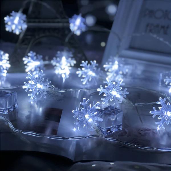 Imagem de String Lights CESOF 40 LED Snowflake de 20 pés operado por bateria